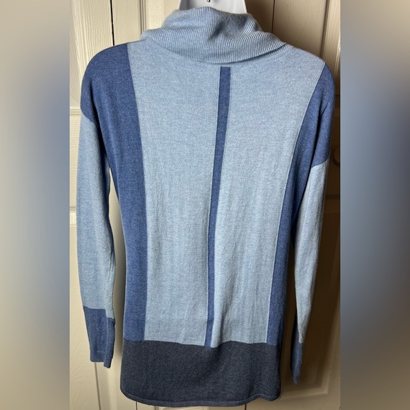 ETCETERA Sweater Cowl Cashmere Blend Colorblock Blue Pullover Long Sleeve XS - Picture 4 of 10